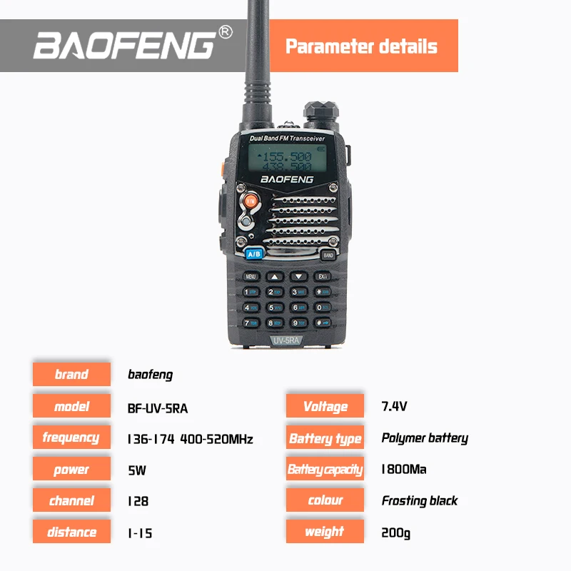 Baofeng UV 5RA for Police Walkie Talkie Scanner Radio Vhf Uhf Two Way ...