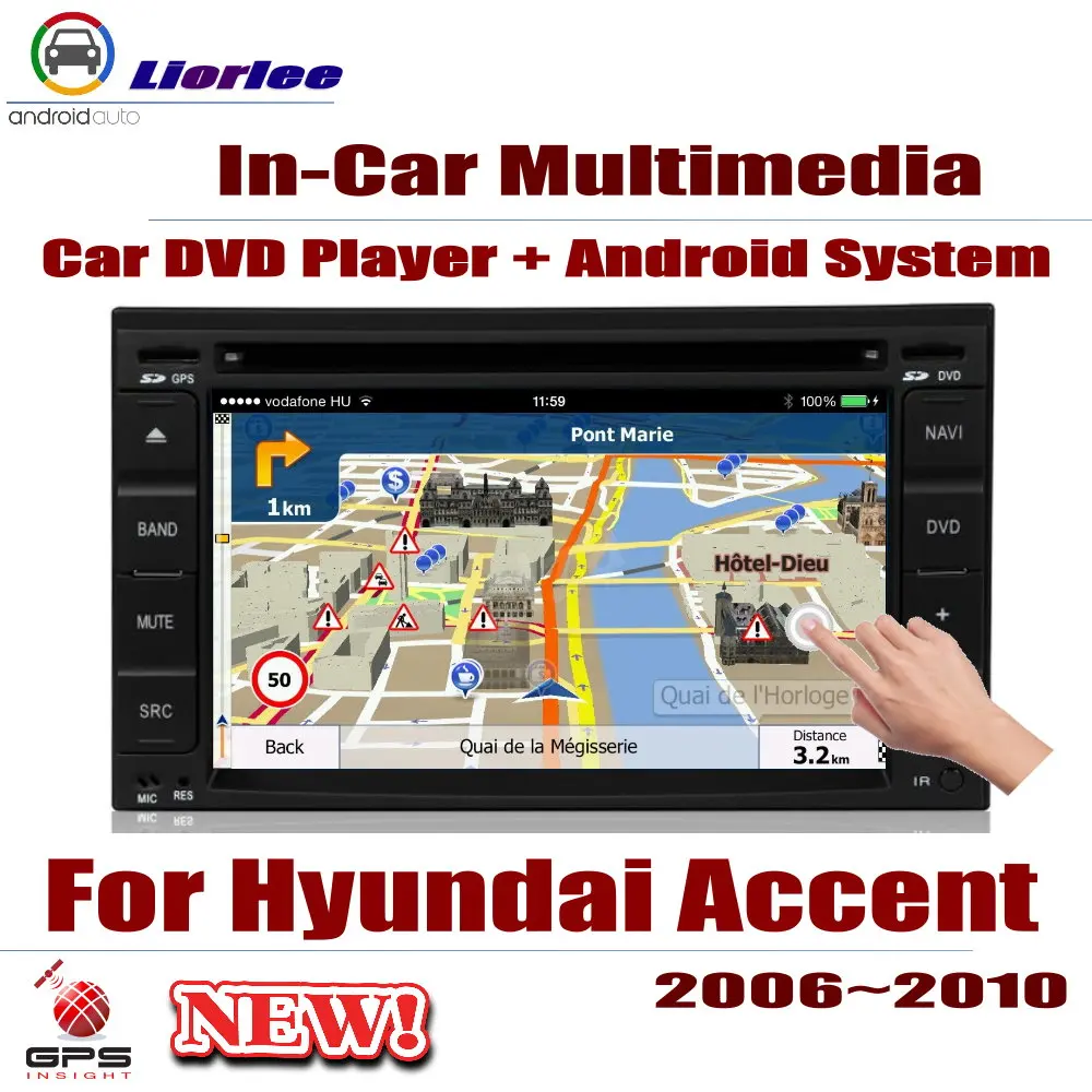

Автомобильный мультимедийный плеер 2din для Hyundai Accent 2006-2010, Android, DVD, GPS-навигационная система, HD экран, радио, стерео, встроенный