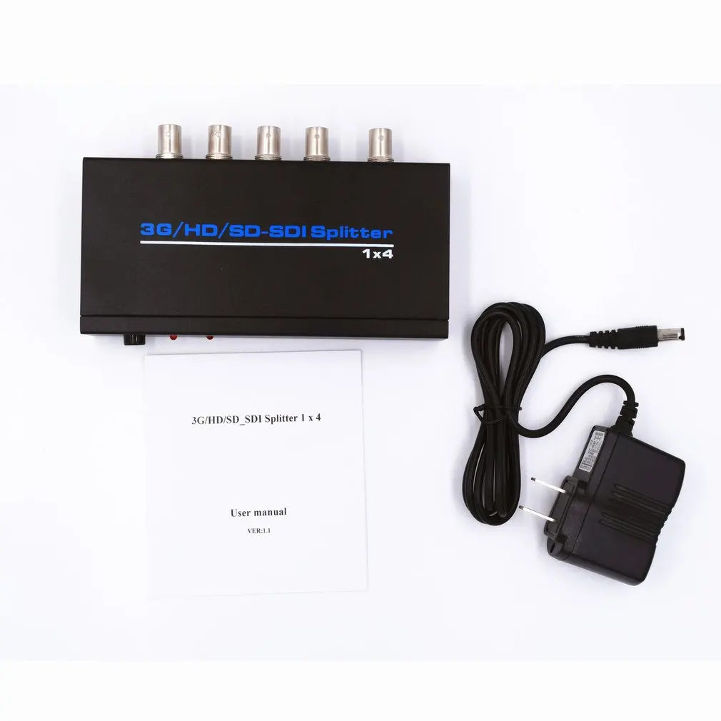 

High Quality SDI Splitter 1x4 3G/HD/SD-SDI Video SDI Splitter 1 in 4 out 1080P Repeater Extender with power Adapter