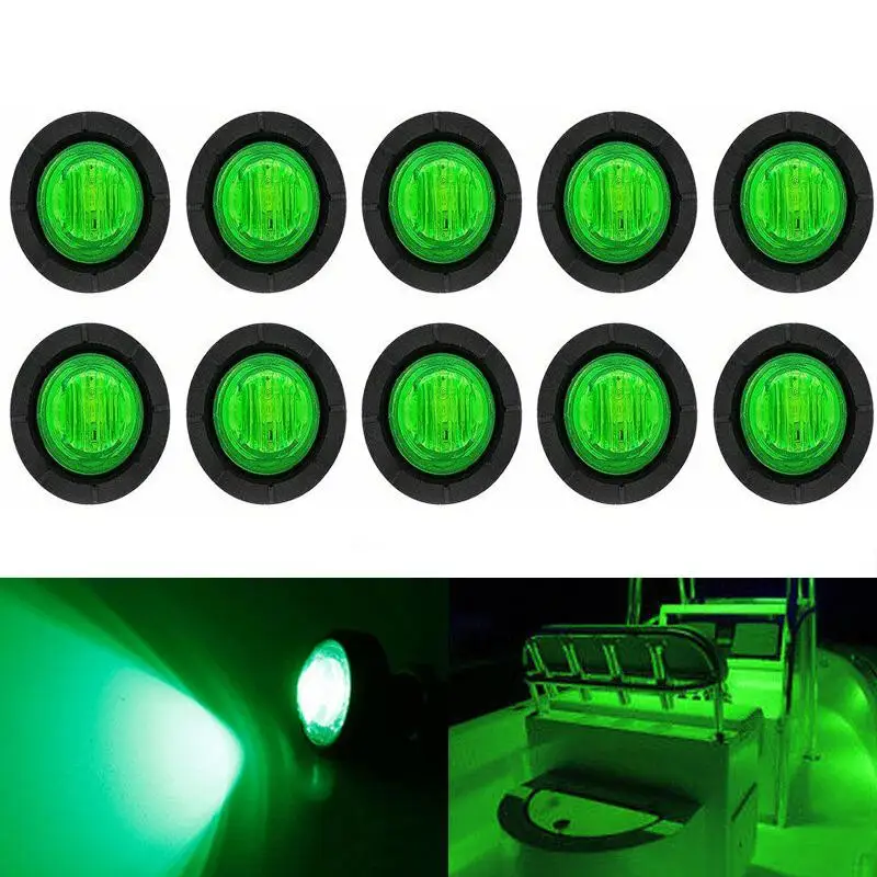 10x verde conduziu a luz impermeável do barco 12v deck armazenamento caiaque arco reboque bulbos