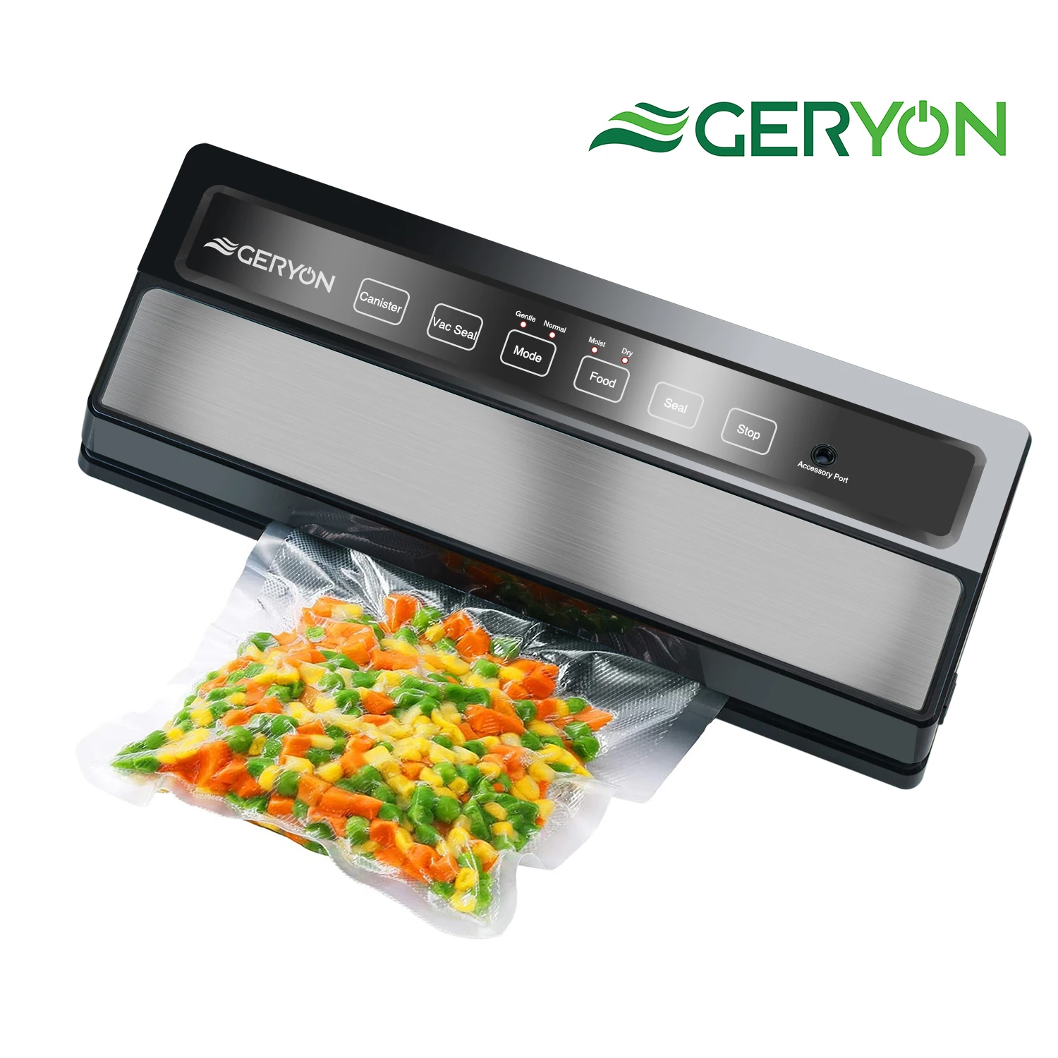 GERYON máquina selladora al vacío, sellador automático de alimentos para ahorradores de Alimentos/Kit de iniciación | Luces indicadoras Led | Fácil de limpiar | Seco y húmedo