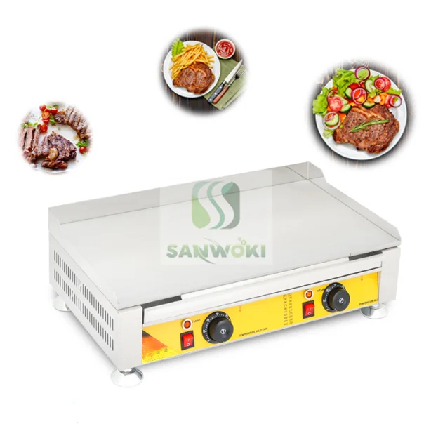 Electric Sizzling steak machine cast iron hot flat plate Grilled Squid machine Teppanyaki frying pan Hand cake maker machine 5
