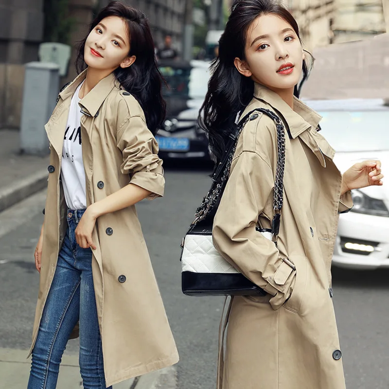 

Korean-style Short-height Women's Mid-length Autumn Clothing Students BF over-the-Knee Spring And Autumn Hong Kong Style Casual