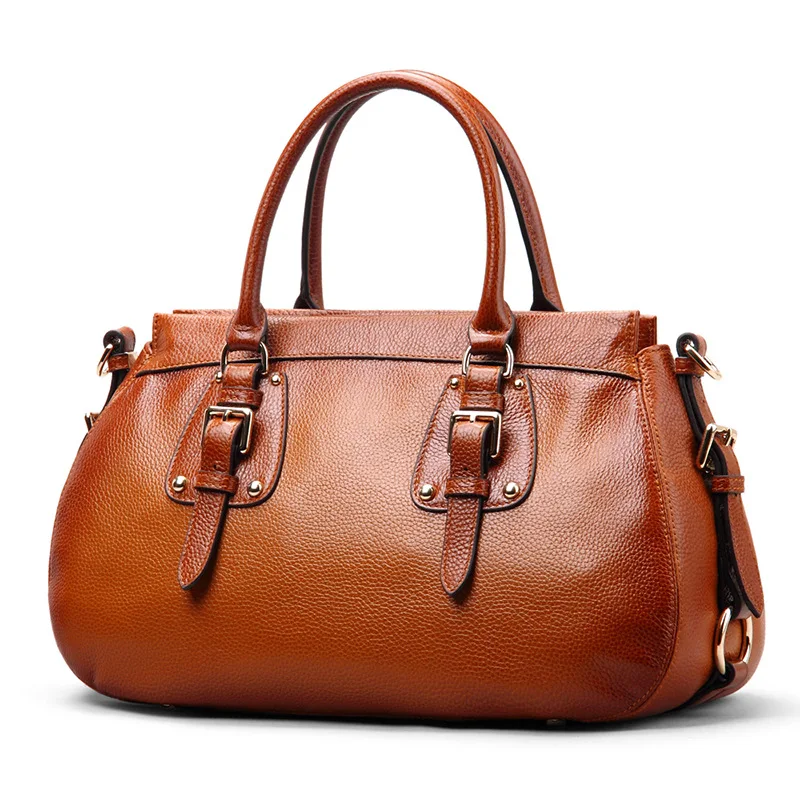 

Europe And America WOMEN'S Leather Bags First Layer Cowhide Messenger Bag Red-Brown Portable Shoulder Bag