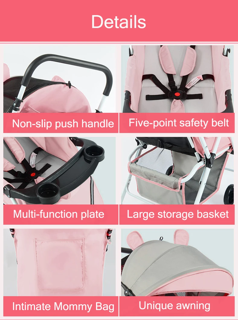 Светильник; удобная детская коляска; Складная коляска для младенцев; простая детская мини-коляска с четырьмя колесами; cart0-3years
