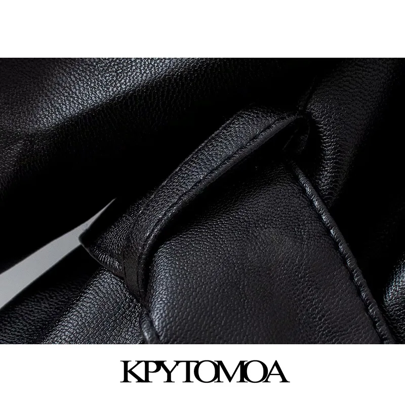 KPYTOMOA женское модное мини платье из искусственной кожи с поясом винтажные женские