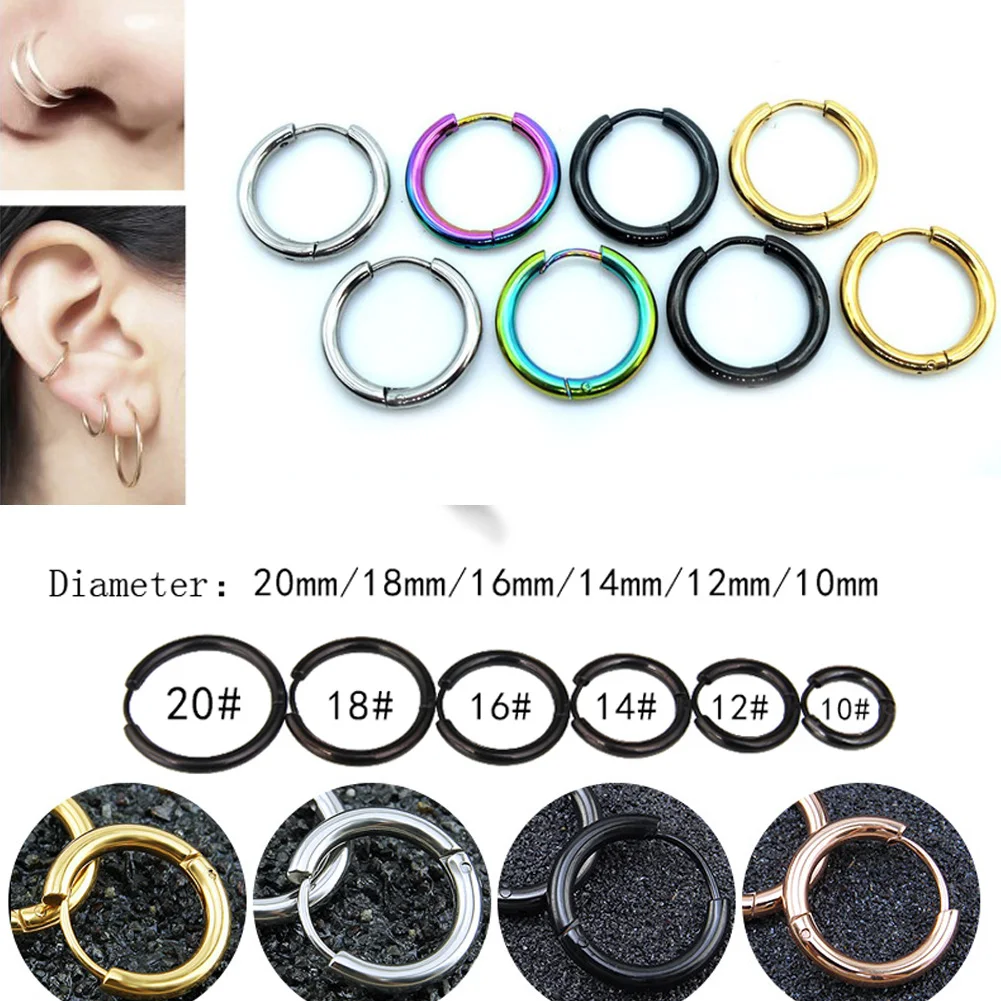 

Titanium Steel/Stainless Steel Simple Hoop Earrings For Women Men Mini Small Round Circle Earrings Hoops Ear Bone Buckle Hoop