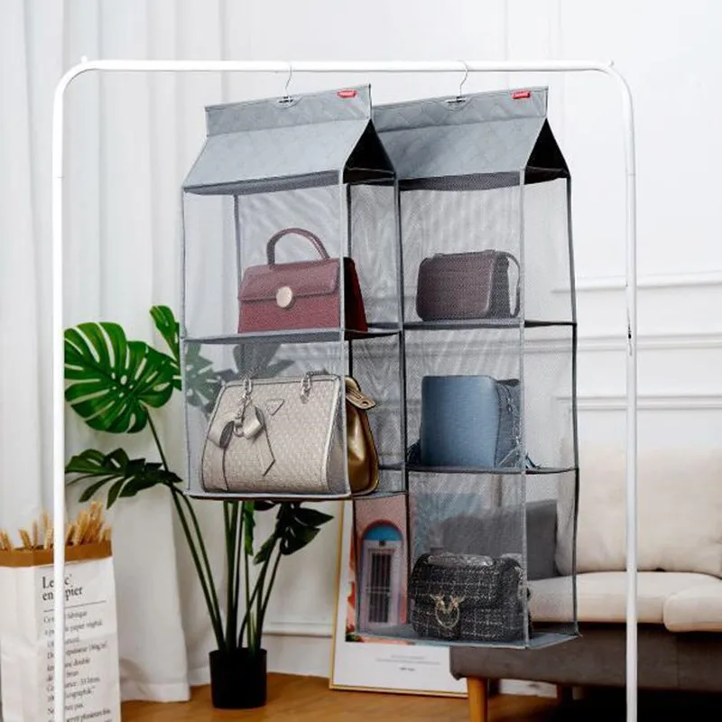 

Handbag Storage Hanging Bag Wardrobe Hanging Dustproof Storage Bag Hanging Bag Three-dimensional Mesh Multilayer Storage Bag