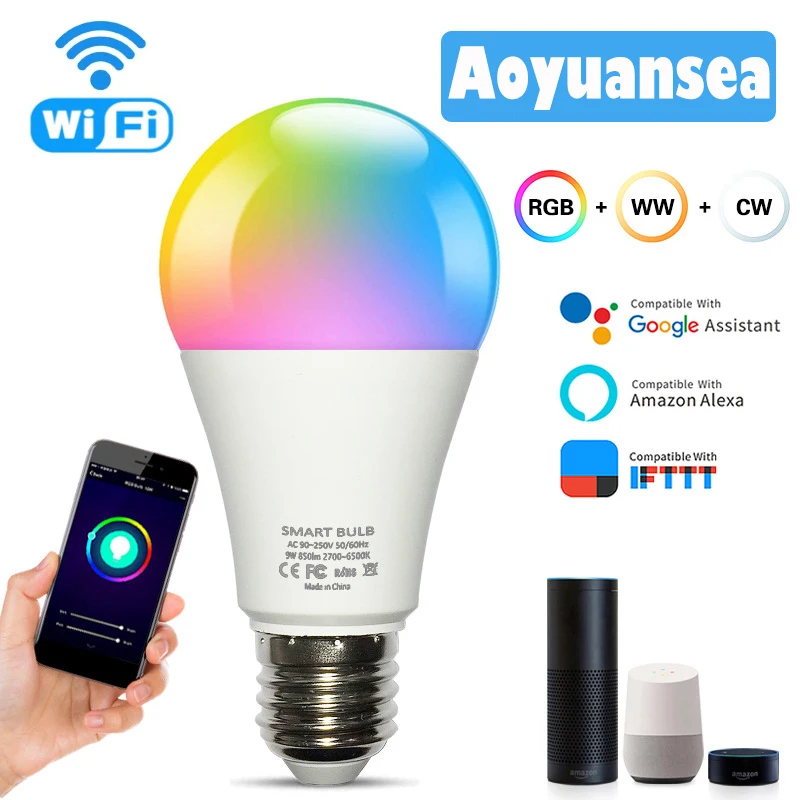 Светодиодные лампы E27 E26 B22 110 В 220 9 Вт (60 Вт) для Alexa Google Home | Лампы и освещение