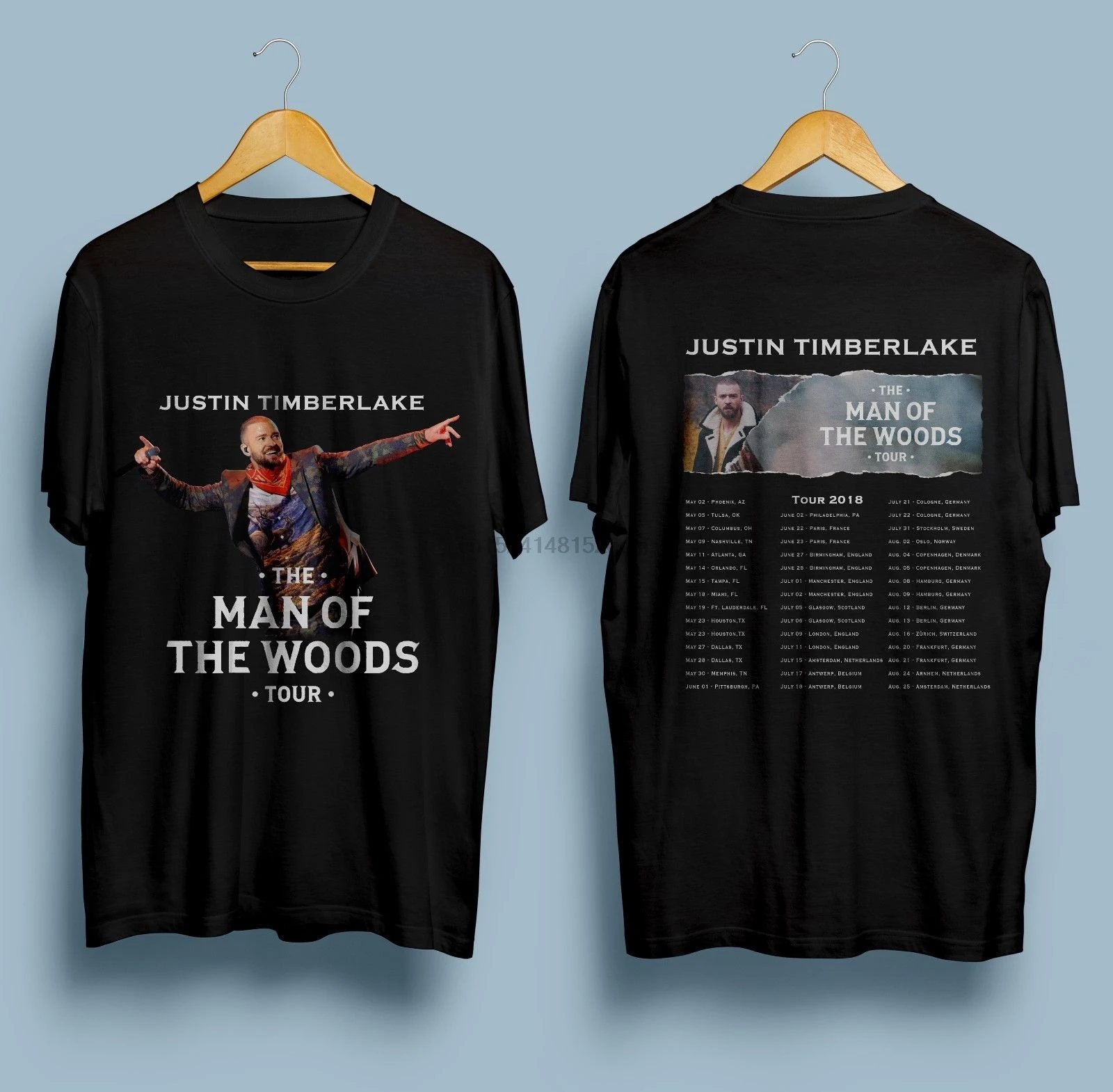 Новый Джастин Тимберлейк человек из леса 2018 тур футболка мужская черная L-2XL |