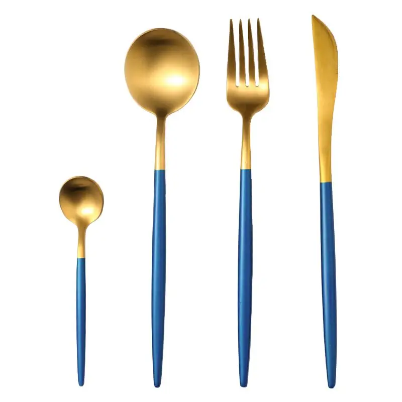 

4Pcs/set Dinnerware Set 304 Stainless Steel Black Gold Cutlery Set Knife Fork Set Flatware Western Food Tableware