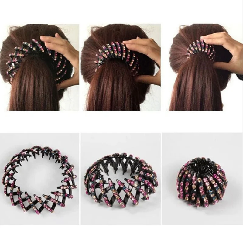 New Style Crystal Color Bird Nest Ponytail Holder Fair Crab Claw Clip Hairpin Rhinestone For Women Girls Headwear