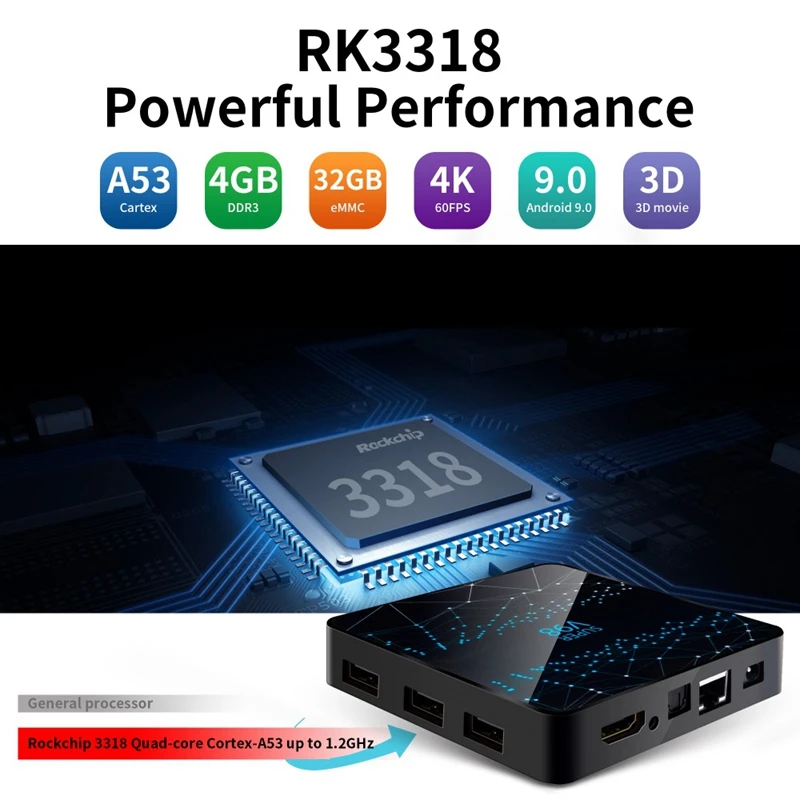 Лучшие предложения для Smart tv Box V98 RK3318 Ram 4GB Rom 32GB Android 9,0 интернет медиаплеер 2,4G wifi bluetooth Поддержка 1080P 4K Me