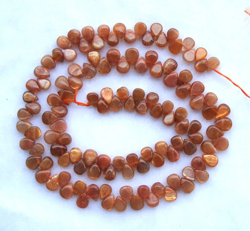 Из натурального золота Sunstone плоские бусины в форме капли насыпью для самостоятельного изготовления ювелирных изделий браслет, ожерелье, серьги