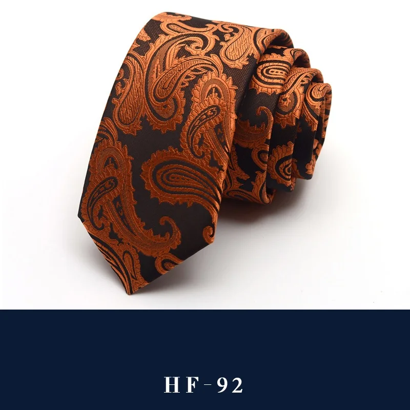 Высокое качество, новинка, шелковые свадебные галстуки для мужчин, тонкий галстук 6 см, дизайнерский бренд, 2,36 дюймов, черный шейный галстук с подарочной коробкой - Цвет: HF-92