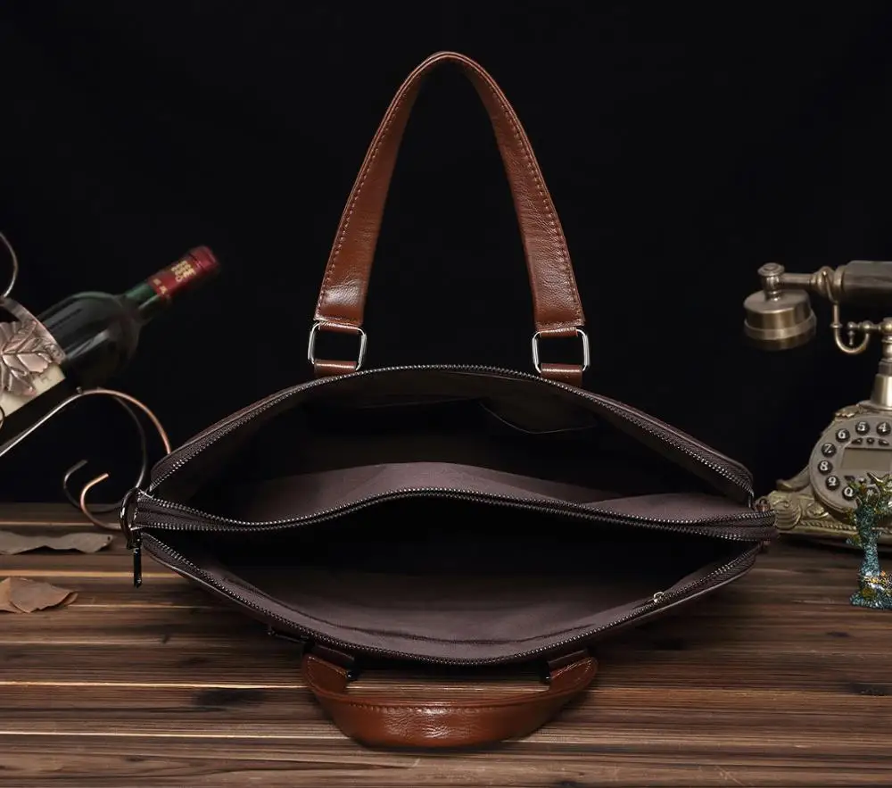 Мужской деловой портфель Maletas из натуральной кожи в Корейском стиле 15 дюймов