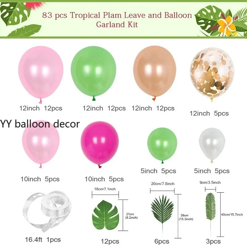 81 шт. тропический Фламинго вечерние набор воздушных шаров украшения из гирлянд комплект ярко-розовые золотые белые воздушные шары для Гавайских дней рождения свадьбы