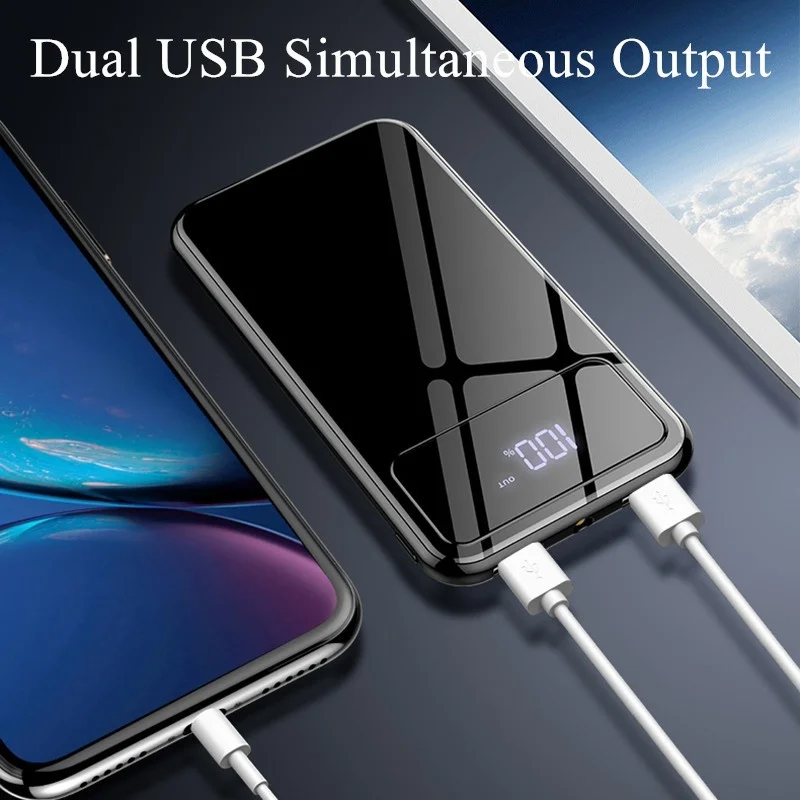 Power Bank 10000mAh Dual USB внешние аккумуляторы двухсторонняя Быстрая Зарядка power bank светодиодный дисплей ультра-тонкое зарядное устройство для мобильного телефона