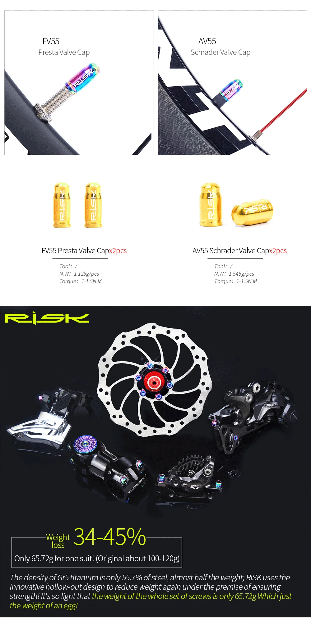 RISIKO 36 stücke Titan Legierung MTB велосипед Gemeinsame Schrauben Berg Fahrrad Schraube Schaltwerk/Bremse/kyafig/Ventil Kappe/befes