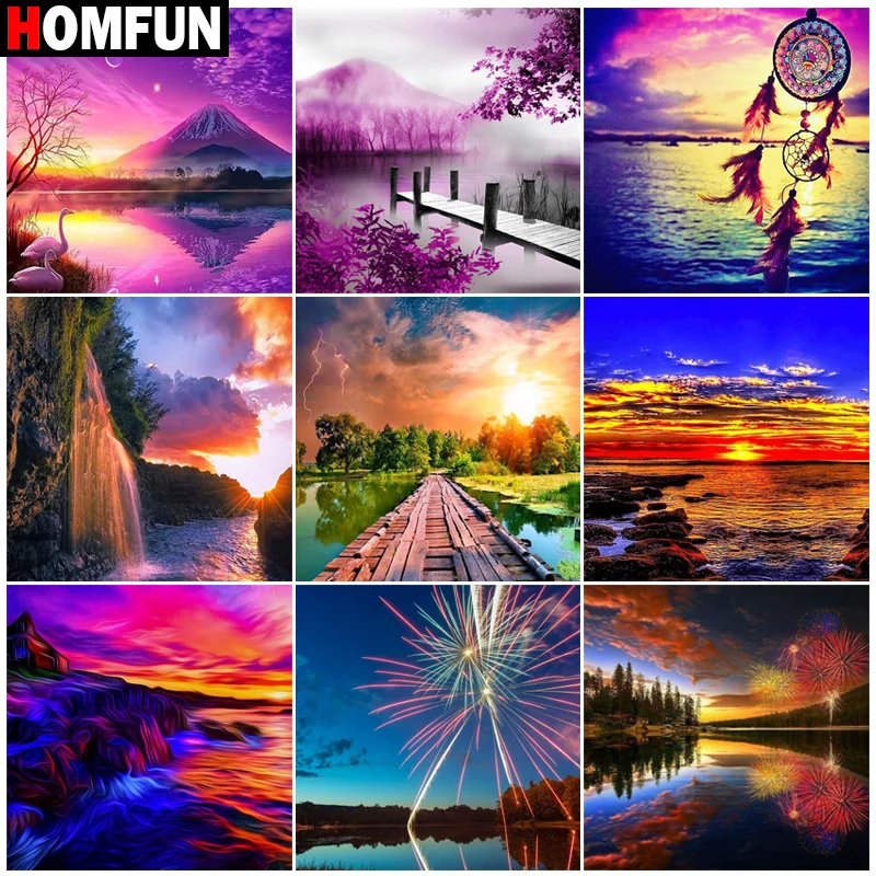 Картина HOMFUN с алмазной вышивкой Морское небо пейзаж алмазная живопись полный