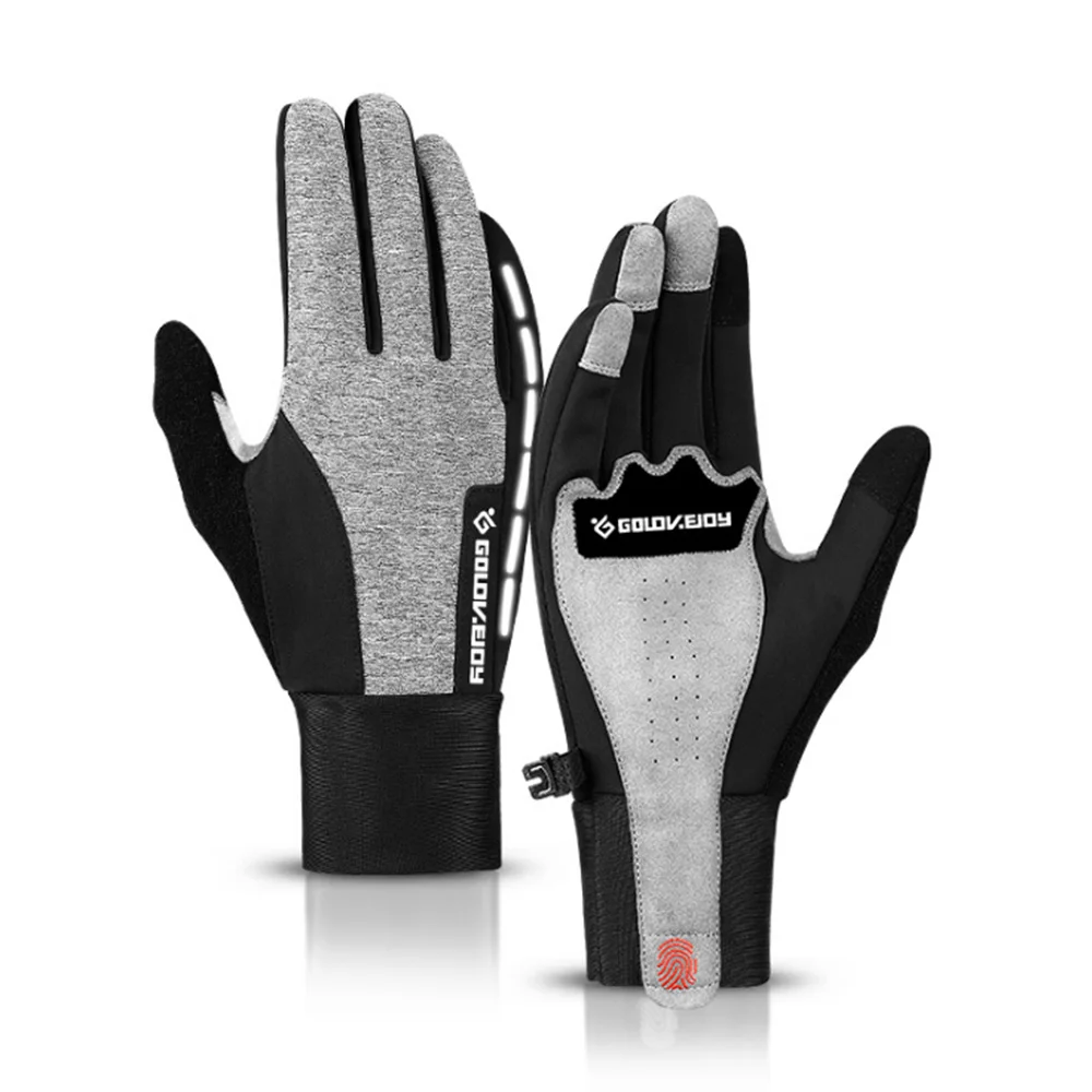 [AETRENDS] зимние лыжные теплоотражающие велосипедные перчатки в полоску, перчатки для сенсорного экрана для мужчин и женщин, O-0030 - Цвет: Gray