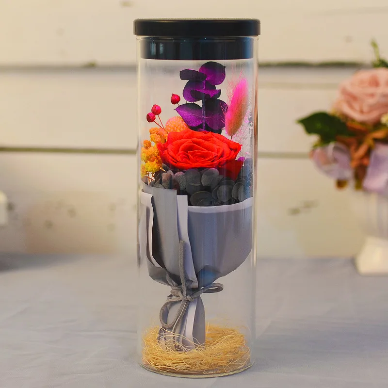 USB светящаяся бутылка желаний Роза стеклянная крышка подарочная коробка вечный цветок украшение креативный подарок на день рождения
