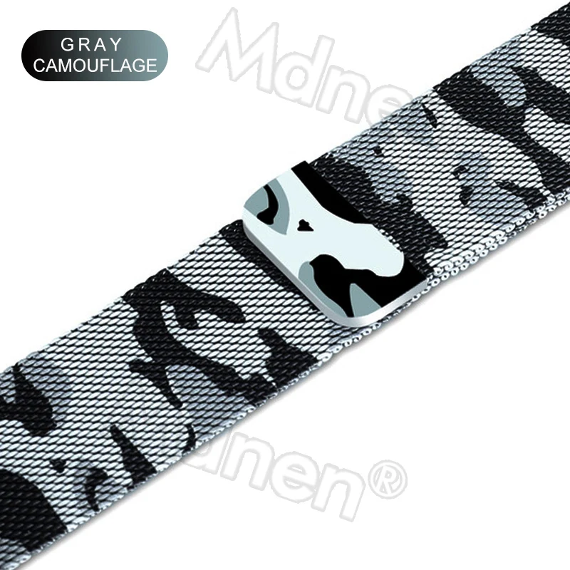 gray camouflage Миланская петля, ремешок для Apple Watch, 42 мм, 38 мм, Iwatch 4, 3, 2, 1, Mdnen, браслет из нержавеющей стали, часы с магнитной пряжкой - Цвет ремешка: gray camouflage