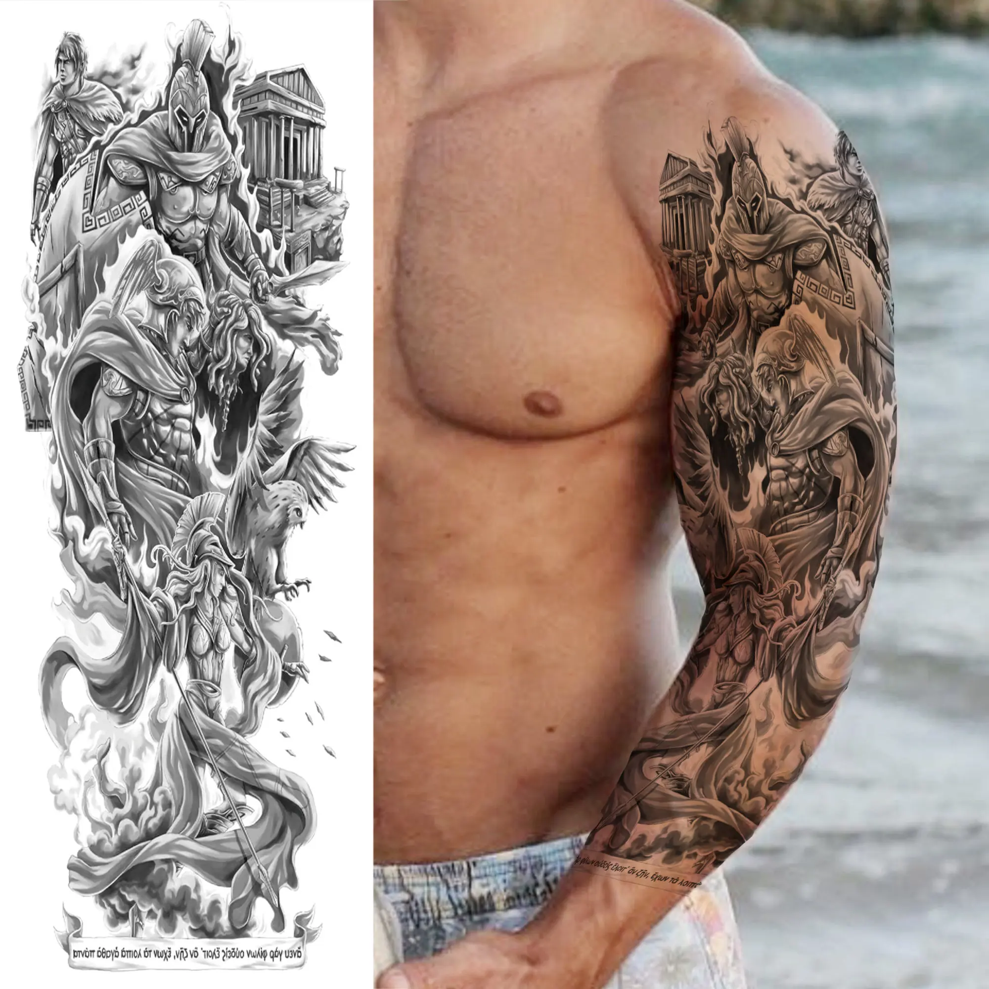 Amazon.com : Large Arm Sleeve Tattoo Indian Wolf Warrior Waterproof  Temporary Tatto Sticker Lion Maori Body Art Full Tatoo Men : Beauty &  Personal Care