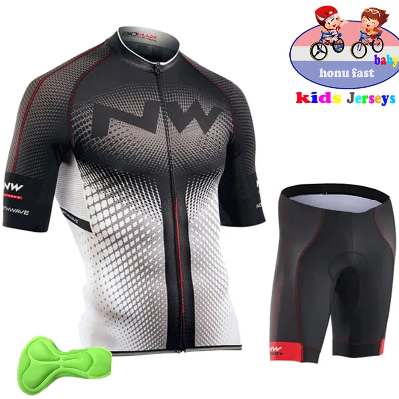 NW дышащая быстросохнущая детский MTB Велоспорт Джерси комплект Pro Team ребёнка Ройяла Костюмы мальчиков летняя велосипедная одежда, велосипедные шорты