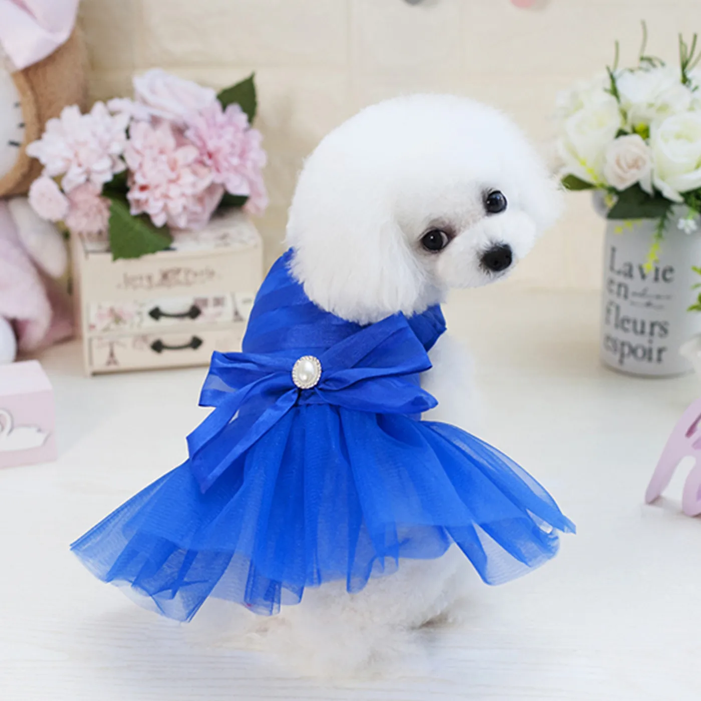 Сезон весна-лето; стильная одежда для отдыха для собак; удобная дышащая модная симпатичная сетчатая юбка с перекрестным рисунком; одежда для маленьких собак