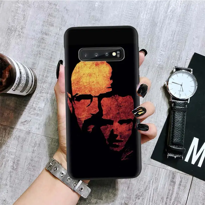 Черный чехол для samsung Galaxy S10+ Plus Lite Note 10 9 8 S9 S8 J4 J6+ Plus S7 S6 Edge Capa