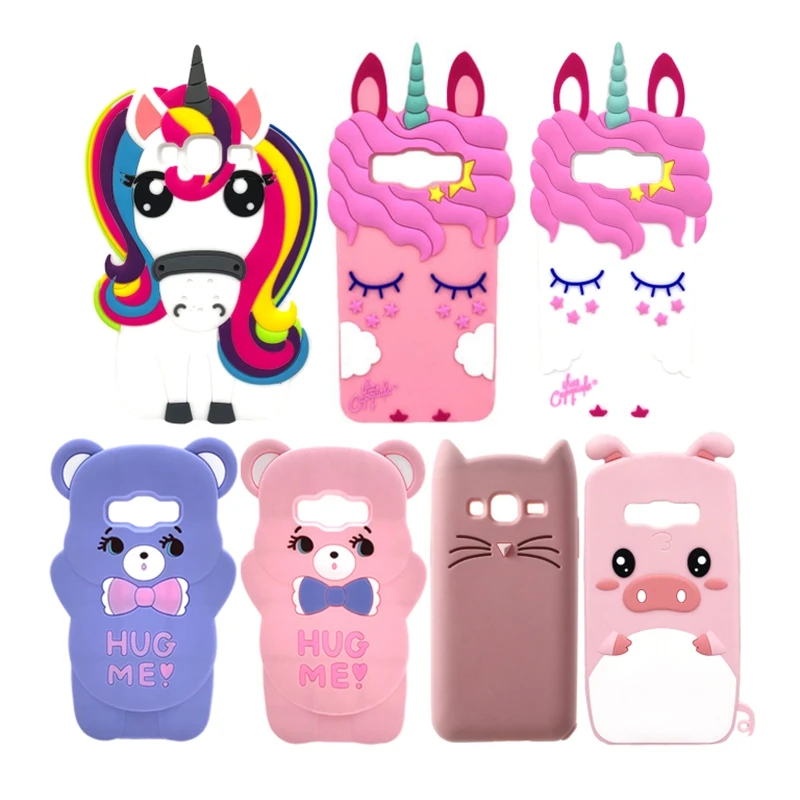 Милый мультяшный 3D Медведь Единорог Кот Мягкий силиконовый чехол для Samsung Galaxy J1 J3