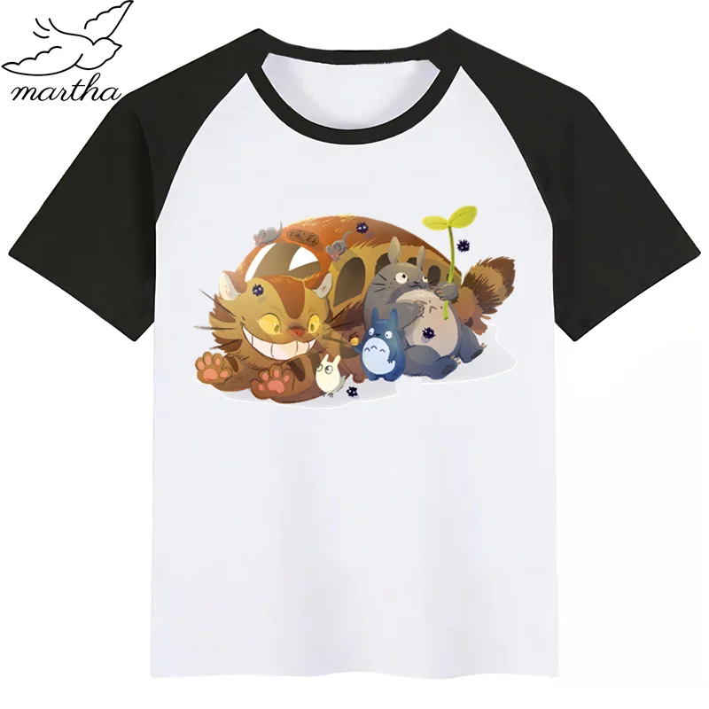 Totoro/Новинка; летняя детская футболка с принтом; футболка с короткими рукавами и круглым вырезом; Повседневная футболка для маленьких девочек; одежда для детей