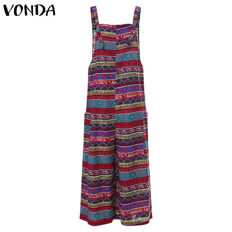 VONDA; Комбинезоны для беременных; повседневные Комбинезоны; свободные прямые широкие брюки с карманами; винтажный комбинезон с принтом; хлопковые комбинезоны для беременных