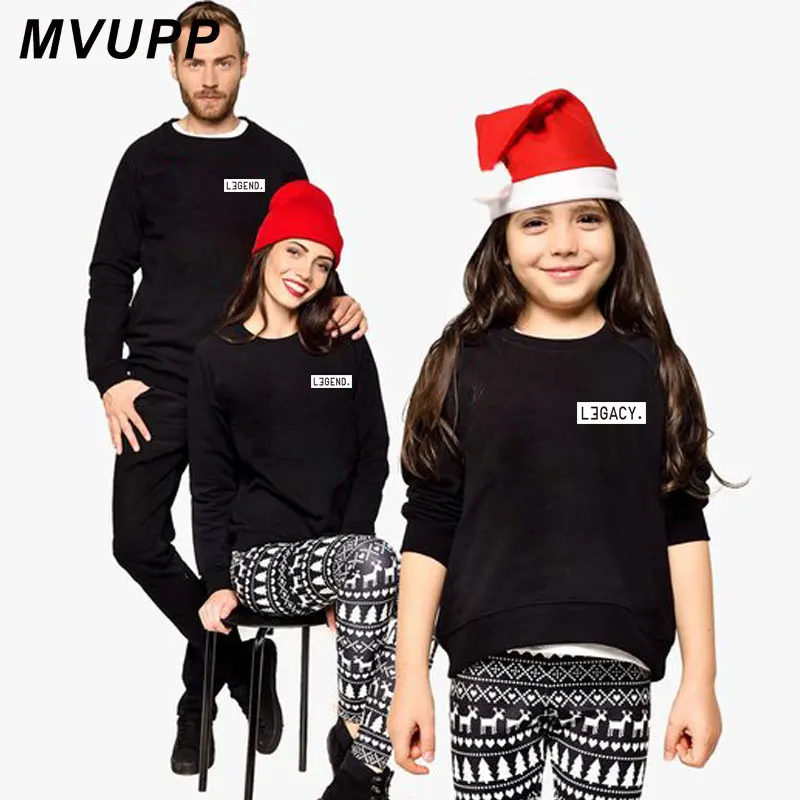 MVUPP mommy and me outfits look fashion family sweatshirt hoodies mother daughter father son matching clothes print streetwear