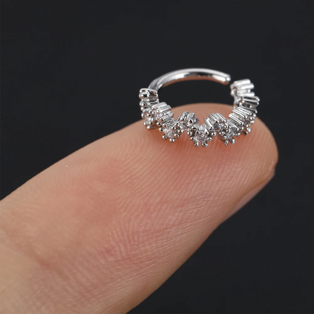 Мода мульти CZ обруч нос кольцо Daith Snug пирсинг для пупка Спиральные серьги, Надеваемые На ушной хрящ хирургическая сталь пирсинг ювелирные изделия
