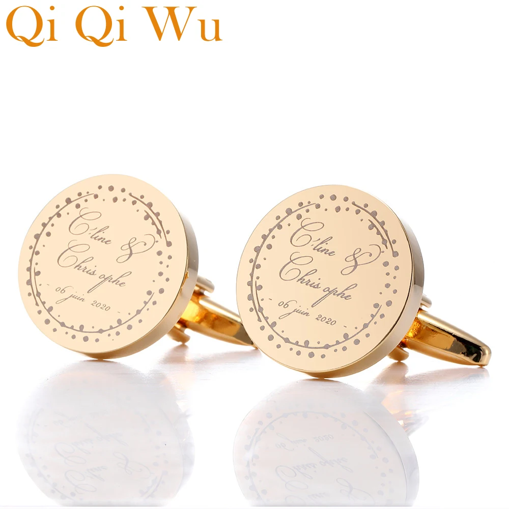 Personalized Gold Suit Shirt Cufflinks Mens Wedding Business Jewelry