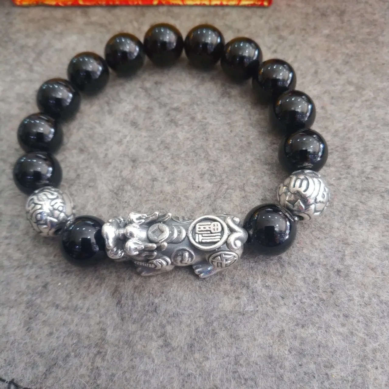 

Pure Silver 999 Retro Pixiu Copper Coins Lucky Beads Agate Bracelets Birthday Gift New Year Gift