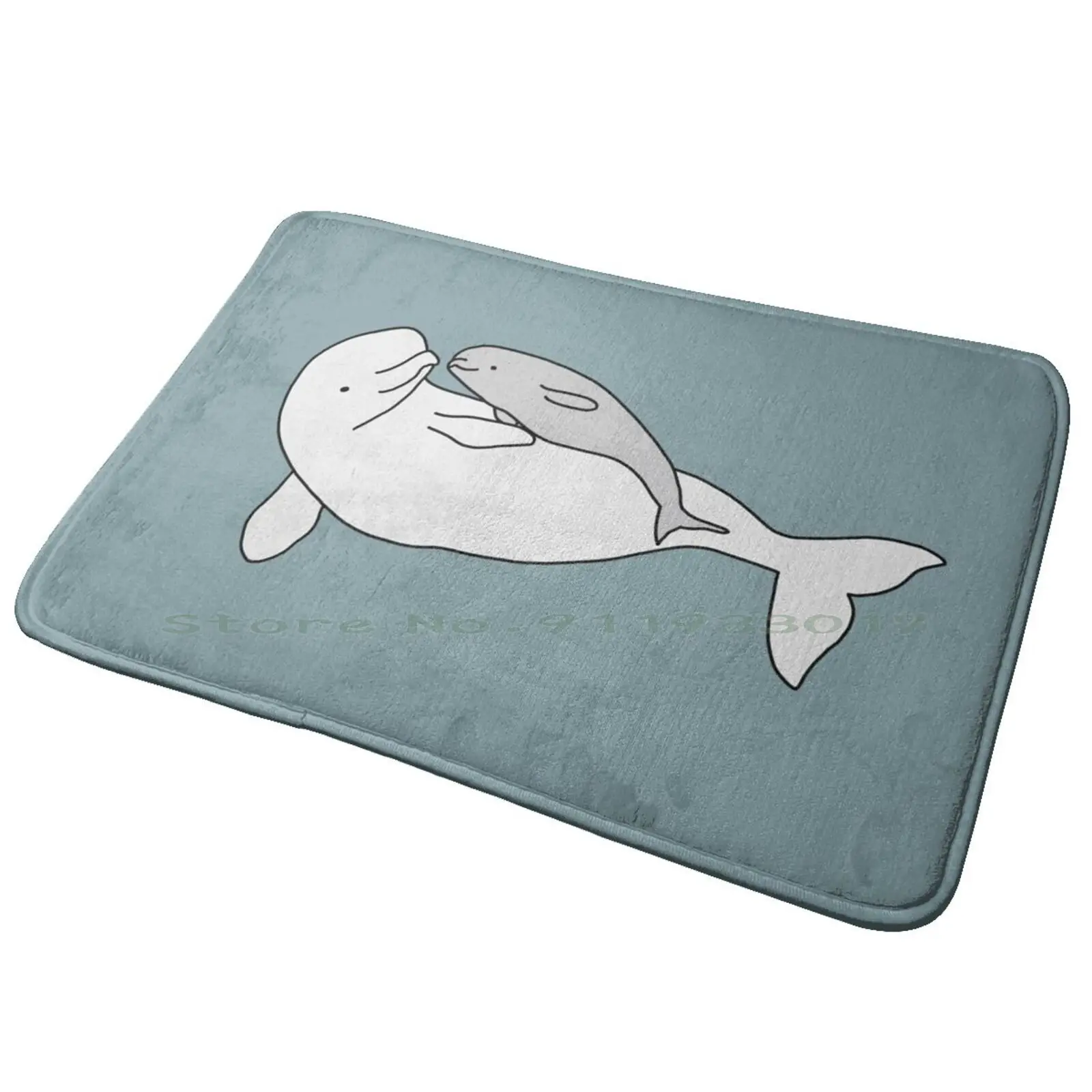 Baby And Mother Beluga Tappetino Per Porta D'Ingresso Tappetino Da Bagno Tappeto Beluga Whale Baby Whale Marine Mimbs Marine Mammifero Trainer Acquari