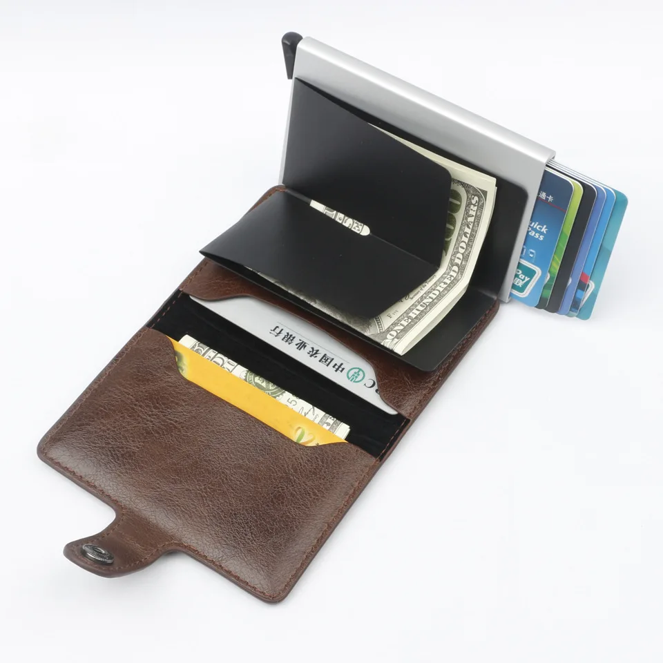 Мужской кредитный держатель для карт s, чехол для визиток, модный автоматический RFID держатель для карт, алюминиевые кошельки для банковских карт