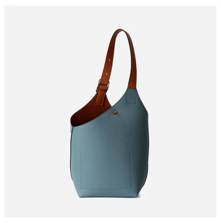 Женская сумка AKAKCOCO, новинка, индивидуальная нестандартная большая сумка, Женская вместительная сумка на плечо, модная сумка-мешок, дикая мягкая кожа - Цвет: blue