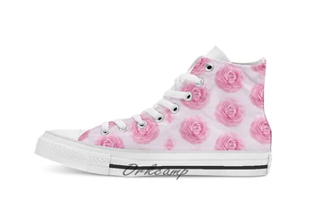 

Ranunculus Custom Casual High Top lace-up Canvas shoes sneakers Drop shipping