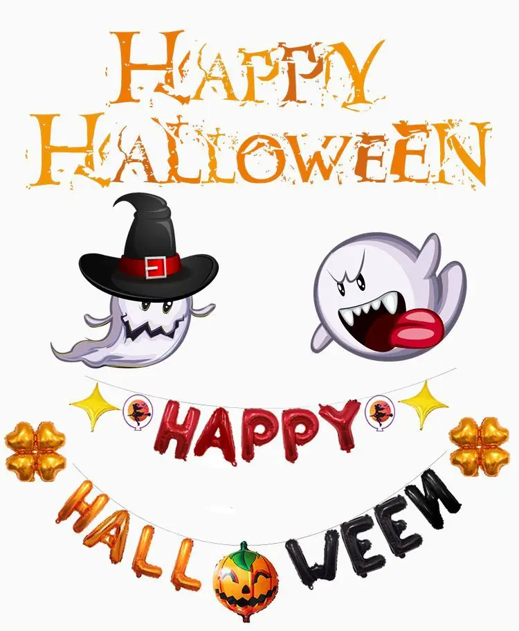 Happyhalloween тыквы клевера Хэллоуин вечерние украшения 16-дюймовый шпилька Хэллоуин буквами Алюминий пленки воздушный шар