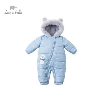 

DBX15742 dave bella winter new born baby boys fashion cartoon hooded jumpsuits infant toddler clothes children romper 1 piece