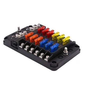 

12- 32v Fuse Box Holder Splitter PBT Anti-Flame Retardant With Led Indicator Light Blade For Auto Car Boat Marine Trike Bus