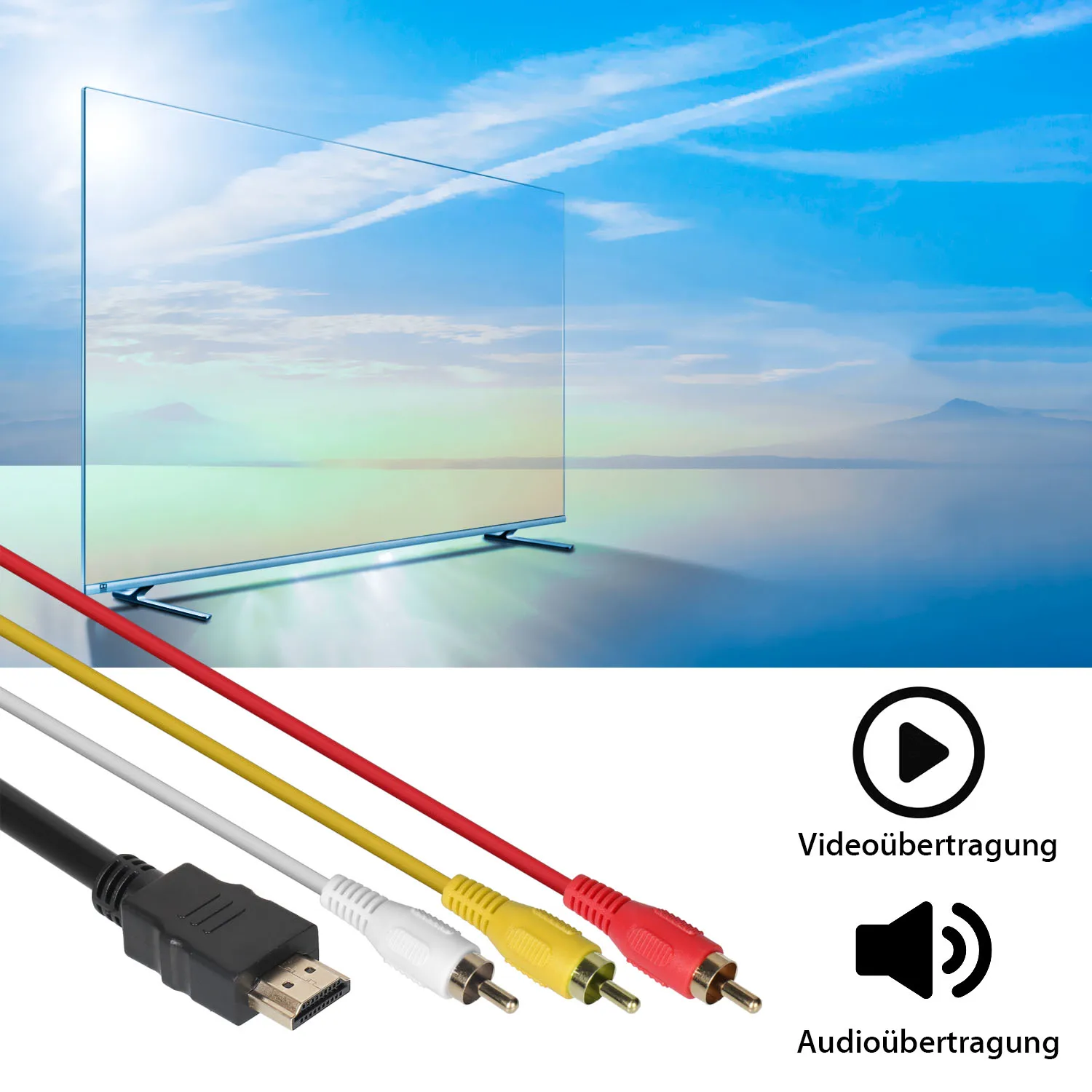Горячая Распродажа Новый 1,5 м HDMI к 3RCA кабель красный желтый белый кабель Шнур 30AWG для соединение с ПК DVD монитор тв