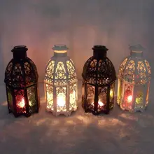 Европейский Марокко Средиземноморский стиль лампа с защитой от ветра древний замок железные подсвечники свадебные украшения подарки