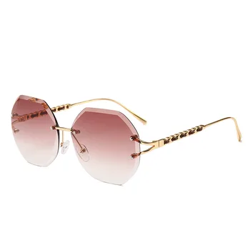 

Retro Gem Cut Lens Square Decoration No Frame Diamonds Sunglasses Male Female Metal Trend Street Shooting Shading Sunglasses