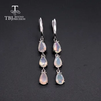 

TBJ,Long clasp earring natural Ethiopian Opal 925 sterling silver gemstone fine jewelry for women nice gift