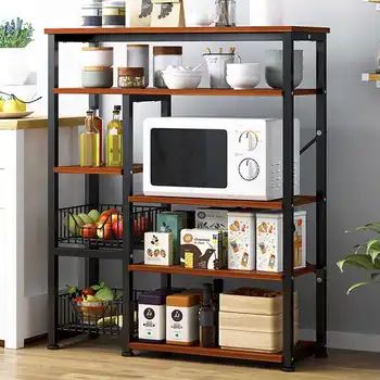 

5tiers Kitchen Shelf Receives Multi-layer Microwave Oven Storage Vegetable Bowl And Pot Shelf Floor Kitchen Storage Shelf RACK